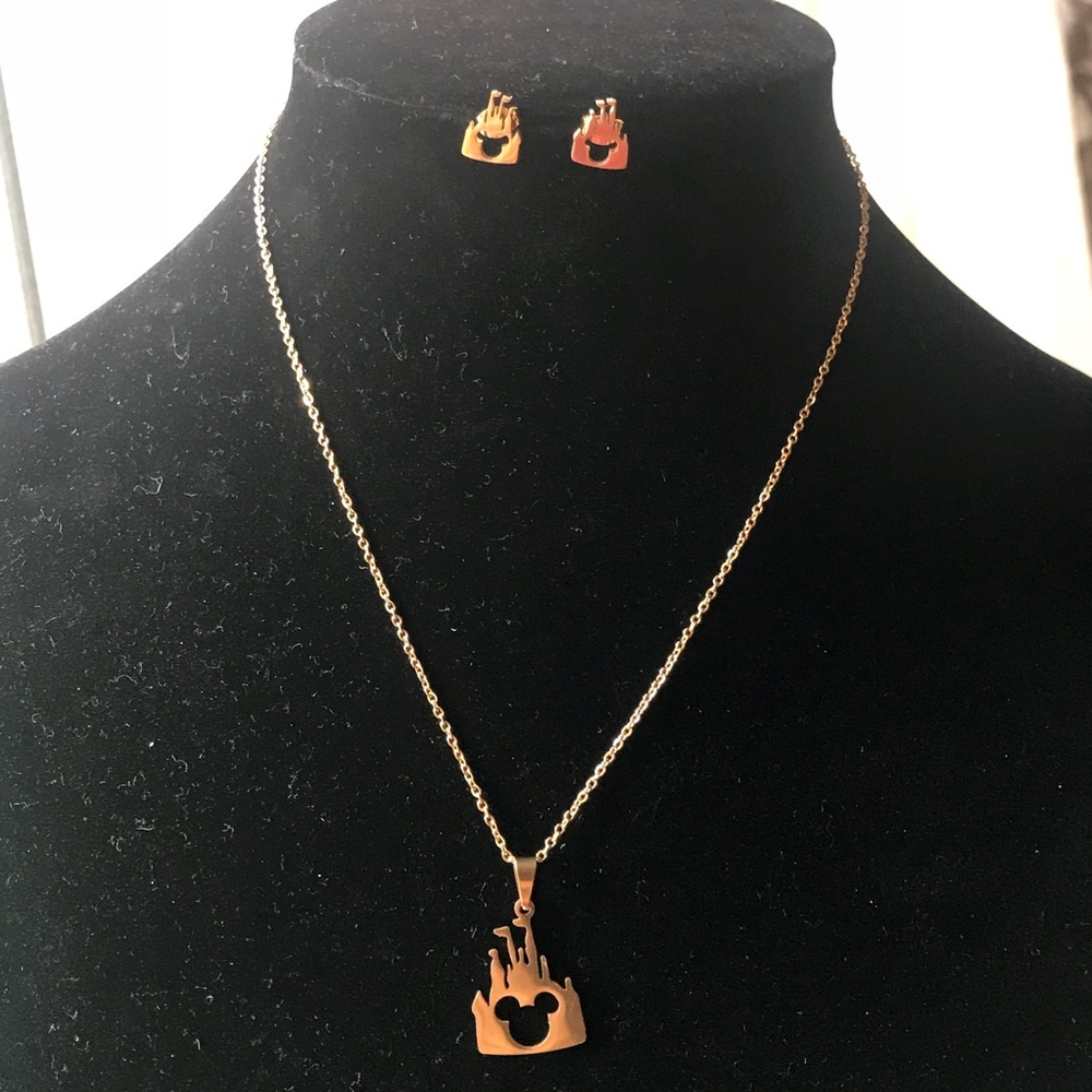 Stainless Steel Disney Castle Necklace & Earrings - Picture 8 of 8